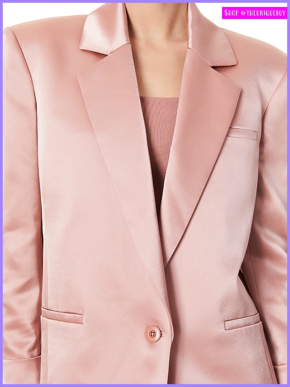 Alice + Olivia Shan Oversized Burnt Rose Pink Satin Blazer Jacket